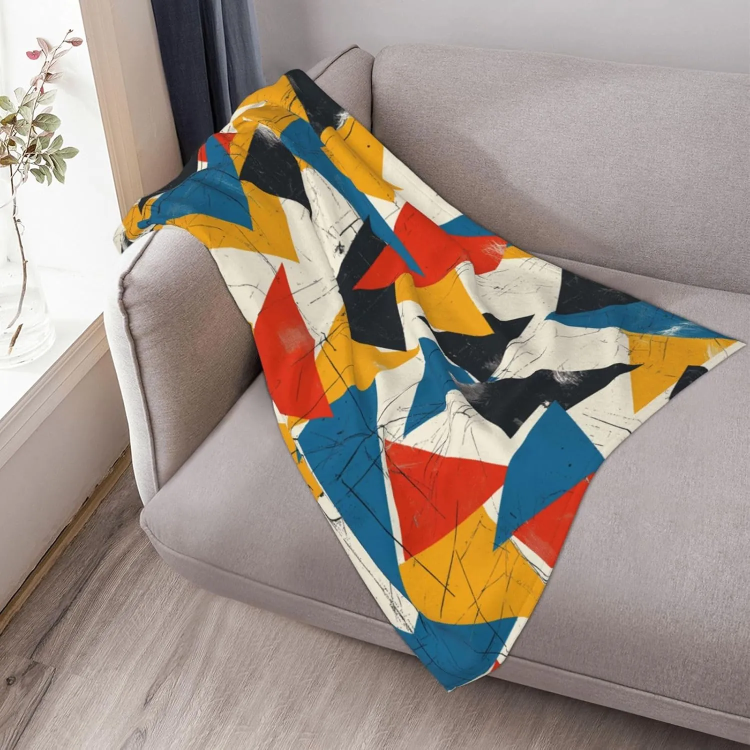 Abstract Art Flannel Blanket 50"x60", Ultra Soft Throw for Couch, Bed, and Sofa, Perfect for Men and Women, Cozy Warmth for Reflective Afternoons, Abstract Design Decorative Blanket