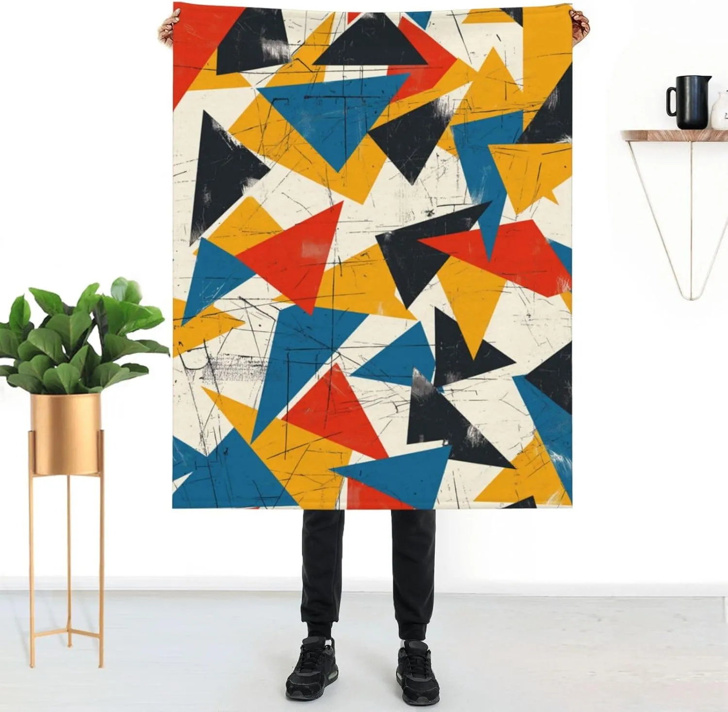 Abstract Art Flannel Blanket 50"x60", Ultra Soft Throw for Couch, Bed, and Sofa, Perfect for Men and Women, Cozy Warmth for Reflective Afternoons, Abstract Design Decorative Blanket