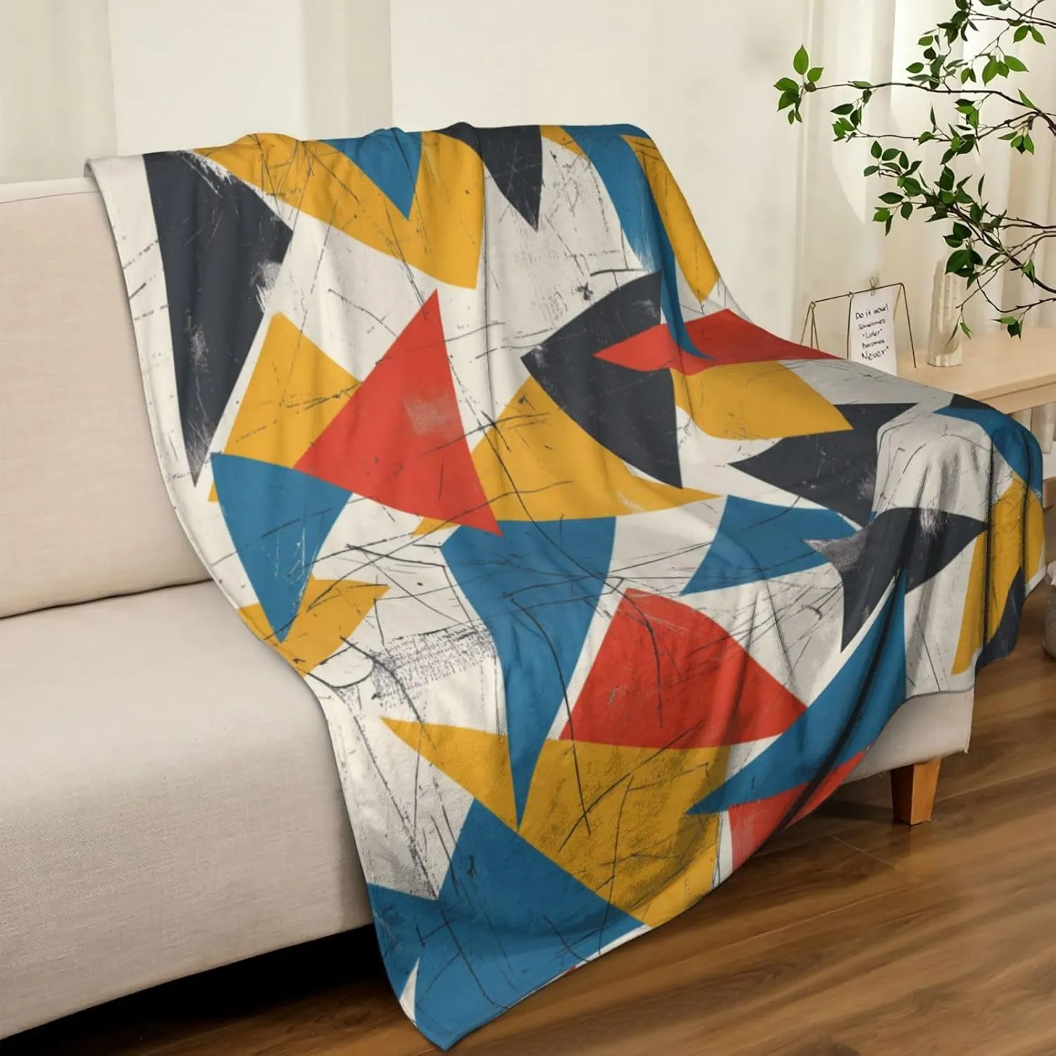 Abstract Art Flannel Blanket 50"x60", Ultra Soft Throw for Couch, Bed, and Sofa, Perfect for Men and Women, Cozy Warmth for Reflective Afternoons, Abstract Design Decorative Blanket