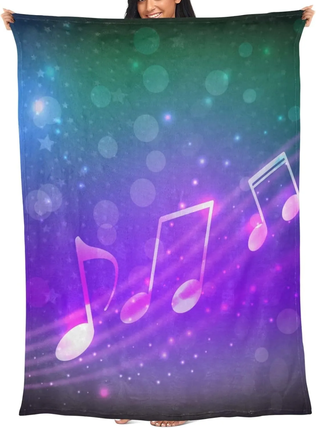 Abstract Musical Notation Throw Blanket Travel Blankt Bubble Notes Airplane Blanket with Bag Flannel Pillow Blankets Portable Compact Blanket for Traveling Office Home 65x55inch