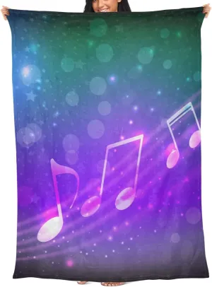 Abstract Musical Notation Throw Blanket Travel Blankt Bubble Notes Airplane Blanket with Bag Flannel Pillow Blankets Portable Compact Blanket for Traveling Office Home 65x55inch