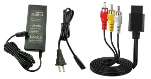 AC Power Supply   Audio Video RCA AV Composite Cable Adapter Cord To External TV Screen Monitor For Nintendo GameCube NGC System Game Console Bundle Kit Lot