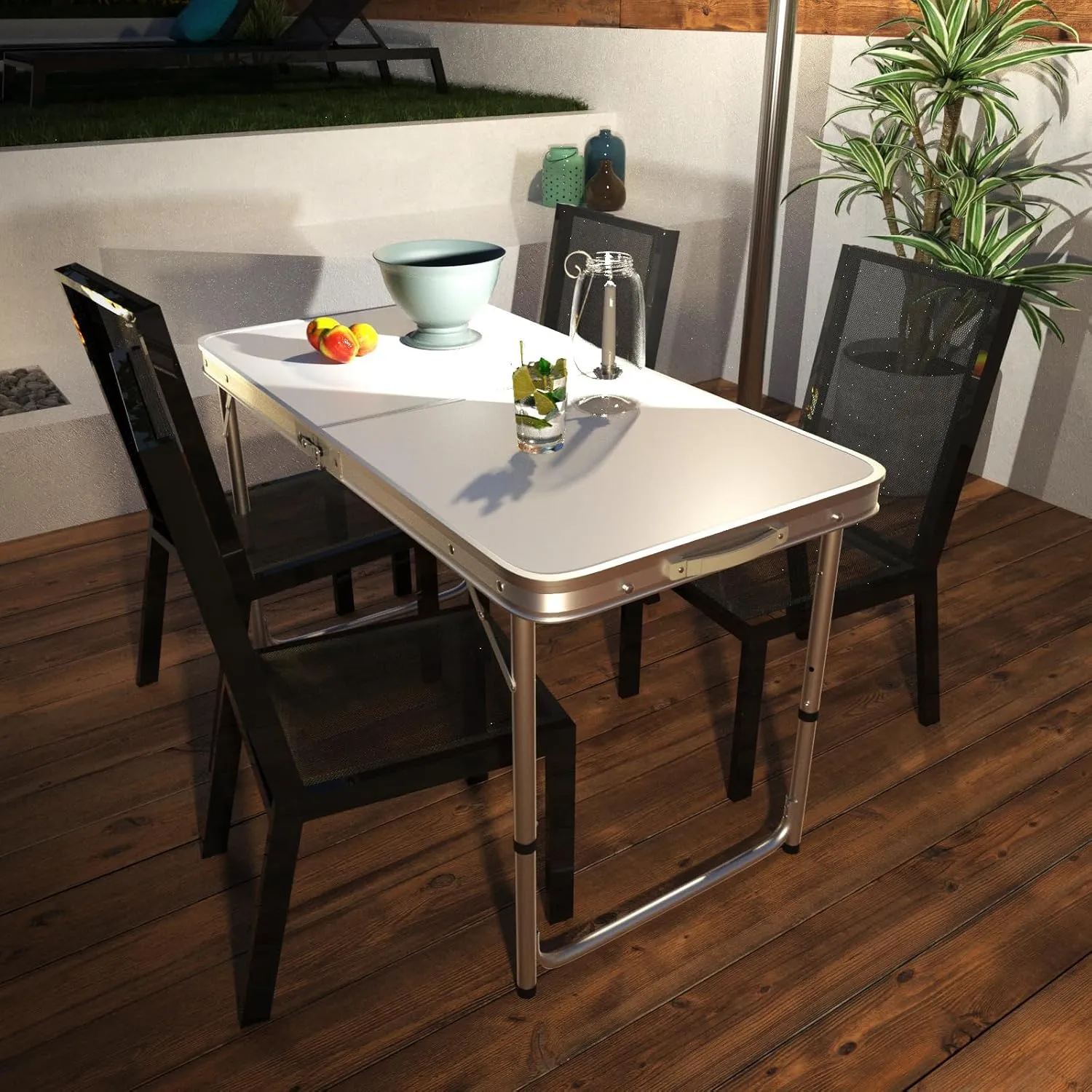 Adjustable Height Folding Camping Table, Foldable Trestle Table for Dining Eating,Solid Material, Anti-Deformation & Anti-Rust, with Carrying Handle, Table for Outdoor Indoor Garden Patio Picnic BBQ