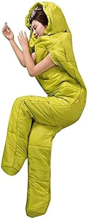 Adult Wearable Sleeping Bag Portable Outdoor Camping 3 Seasons Full Body Pajamas Warm Windproof Human-Shaped Sleeping Bag/Zipper Design