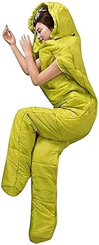 Adult Wearable Sleeping Bag Portable Outdoor Camping 3 Seasons Full Body Pajamas Warm Windproof Human-Shaped Sleeping Bag/Zipper Design