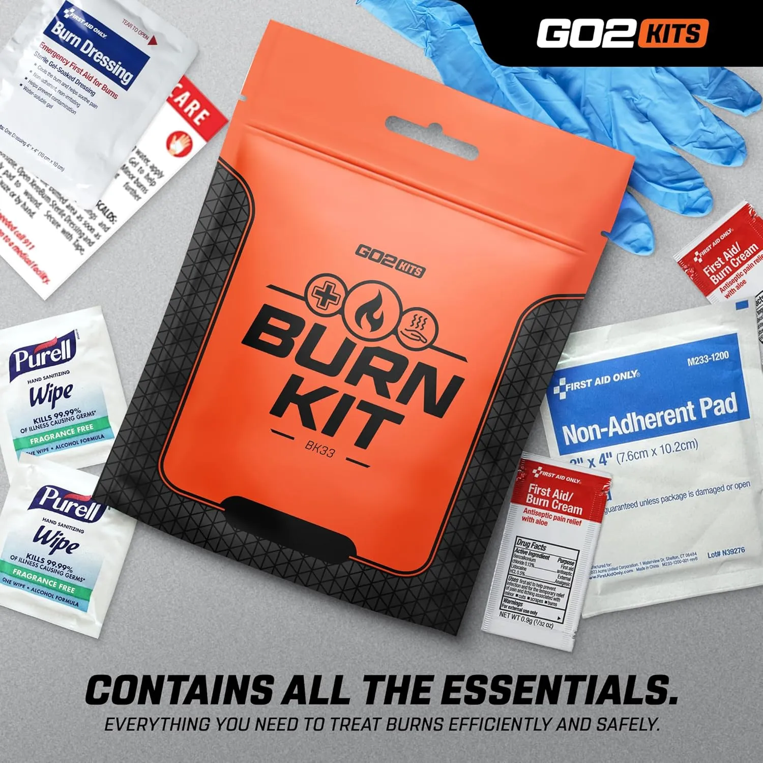 Advanced Burn Kit, Comprehensive Burn First Aid Kit with Dressings, Burn Cream & Gauze, Portable First Aid Kit for Home, Office, Car & Travel, 3-Pack