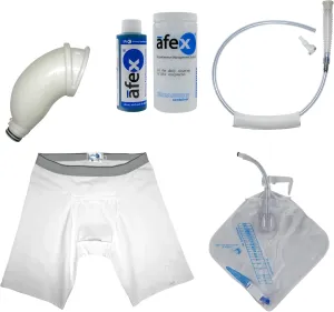 Afex Night Time Incontinence Management System - Incontinence Supplies with Standard Briefs with High Style Receptacle, Accessories & Extra Capacity Bed Bag - M (for 32”-34” Waist)