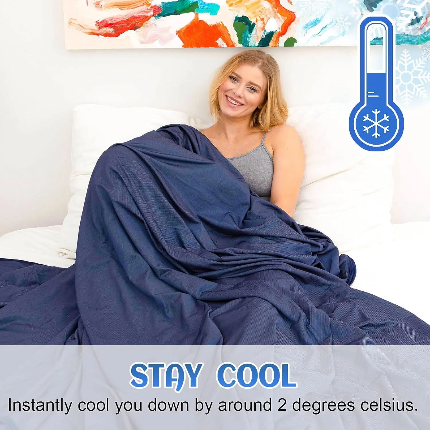 Ailemei Direct Cooling Blanket for Hot Sleepers,Double Sided Cold Effect,King/Cal Size Lightweight Breathable Summer Bed Blankets,Transfer Heat to Keep Body Cool for Night Sweats,108"x90"