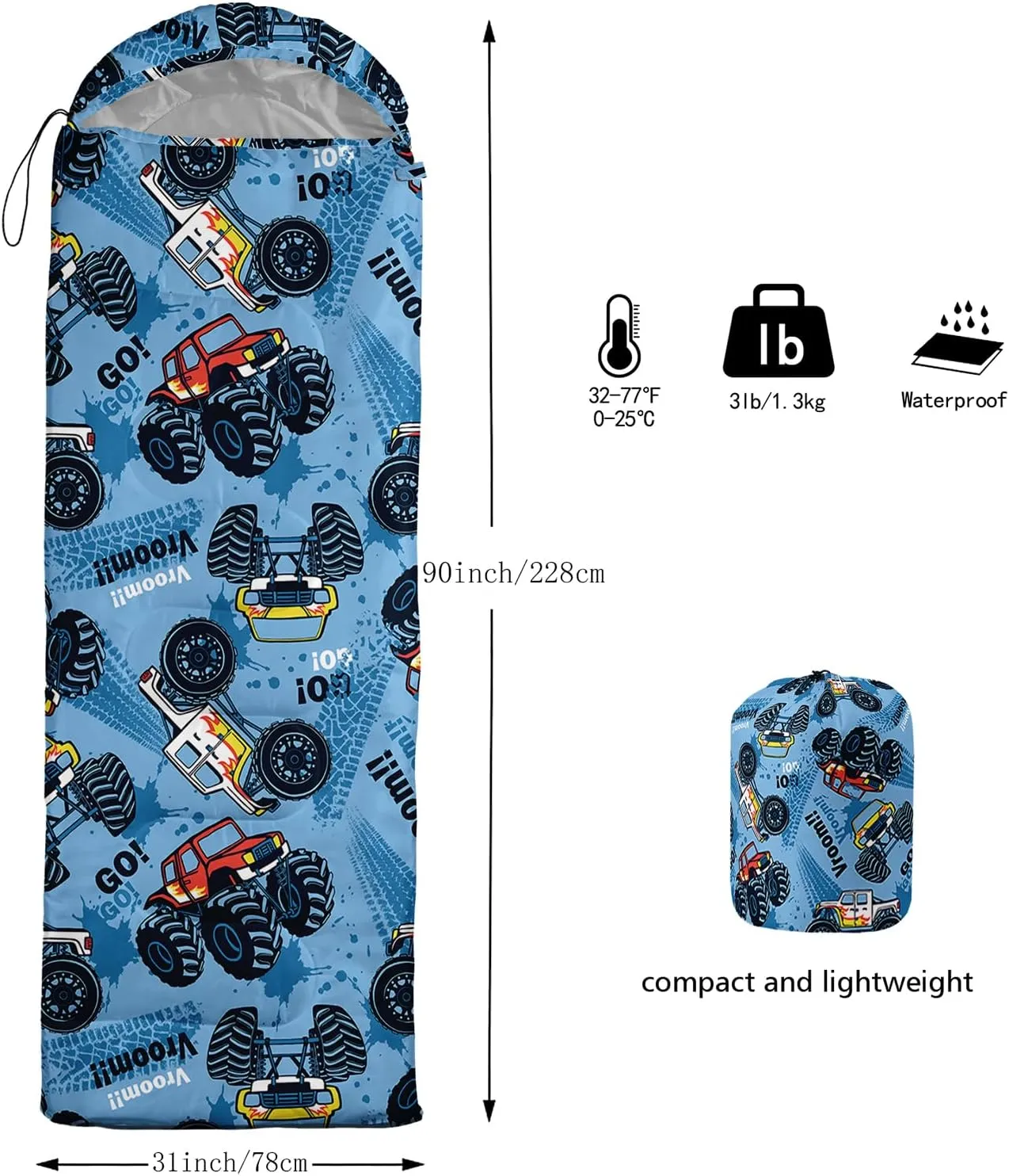 AILONEN Blue Butterfly Sleeping Bags,Lightweight & Waterproof,3 Season Warm & Cool Weather,Fairy Forest Flower Sleeping Bags for Kids,Girls,Adults,Travelling,Outdoors