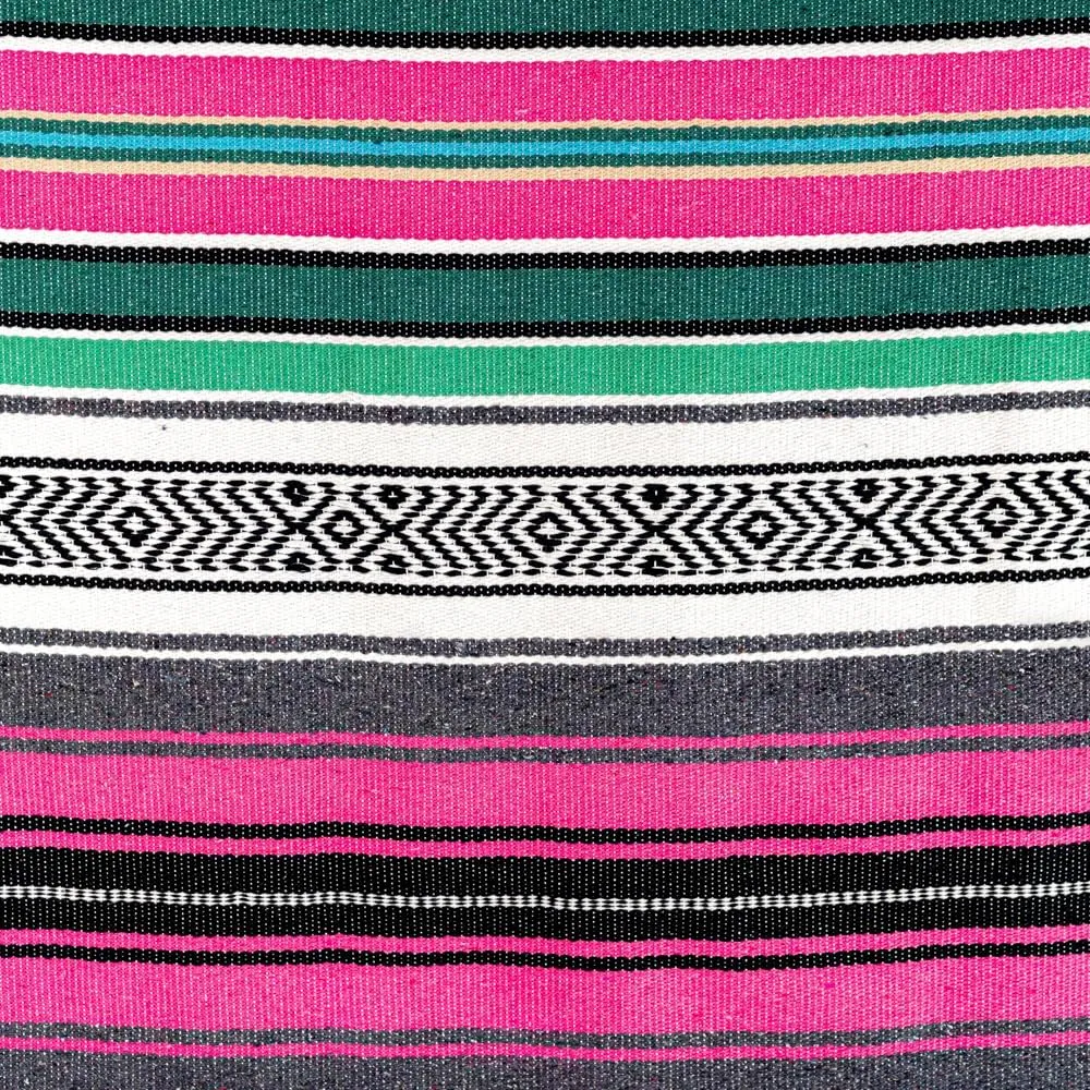 Airooglee Large Mexican Blanket - Perfect as Yoga, Outdoor, Beach, Serape, Picnic, Camping Blanket - Boho Home Decor (Rose-Blue)