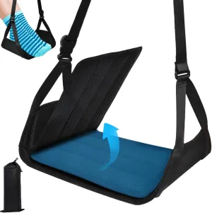 Airplane Foot Hammock （ Memory Foam） 2 in 1 Removable Support Pad，Leg Rest for Airplane Trave，Perfect Long Flight Travel Essentials， Foot Rest for Plane Travel Foot Leg Rest