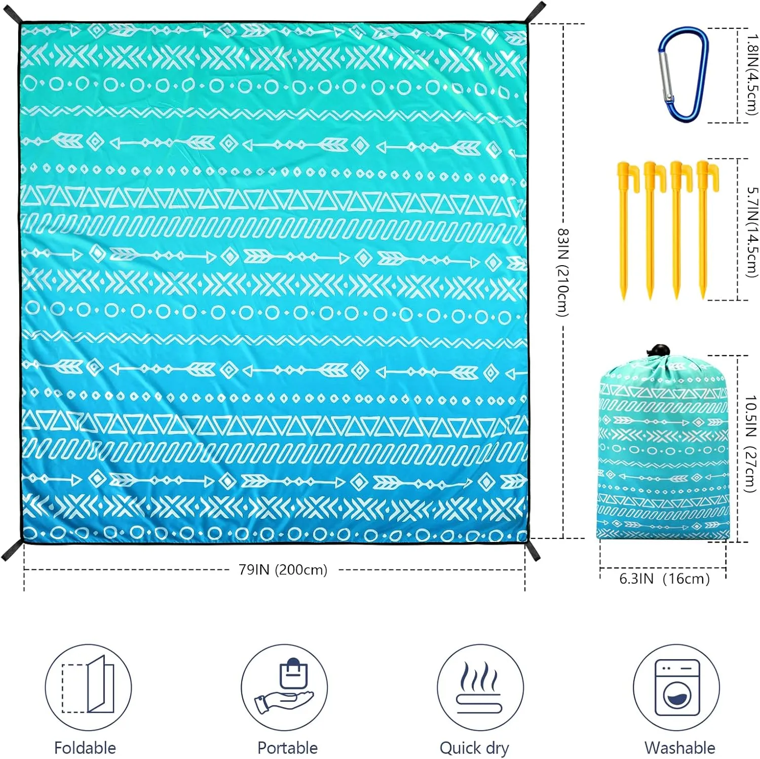 AISPARKY Beach Blanket Waterproof Sandproof, Oversized Large Beach Mat 79" X 83"/120"x108" for 1-8 Adults, Quick Drying&Compact&Lightweight, Picnic Mat Vacation Essentials for Beach Camping Travel
