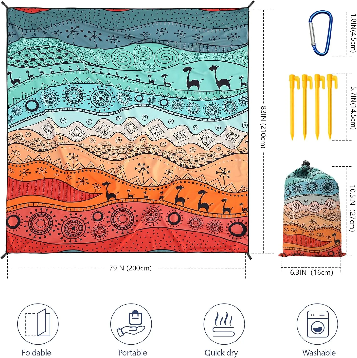 AISPARKY Beach Blanket Waterproof Sandproof, Oversized Large Beach Mat 79" X 83"/120"x108" for 1-8 Adults, Quick Drying&Compact&Lightweight, Picnic Mat Vacation Essentials for Beach Camping Travel