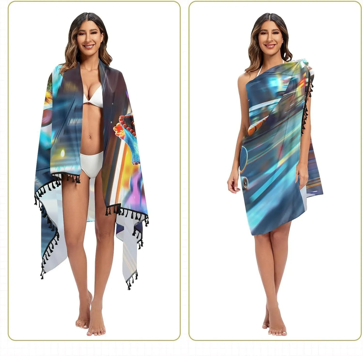 ALAZA Womens Beach Coverups, Beach Sarong Bikini Wrap Skirt Bathing Suit Scarf Pareo Swimwear,M-L