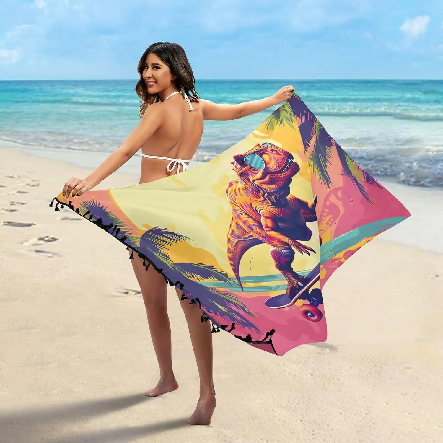 ALAZA Womens Beach Coverups, Beach Sarong Bikini Wrap Skirt Bathing Suit Scarf Pareo Swimwear,M-L