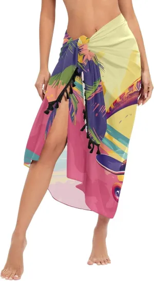 ALAZA Womens Beach Coverups, Beach Sarong Bikini Wrap Skirt Bathing Suit Scarf Pareo Swimwear,M-L