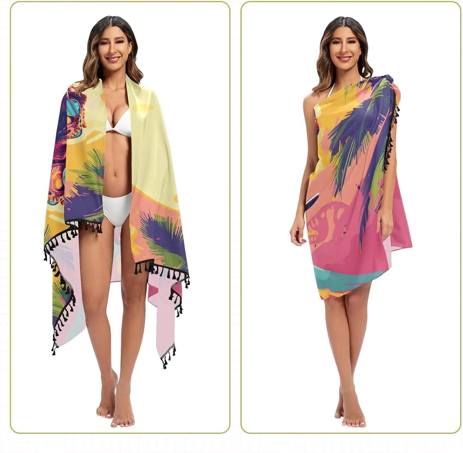 ALAZA Womens Beach Coverups, Beach Sarong Bikini Wrap Skirt Bathing Suit Scarf Pareo Swimwear,M-L