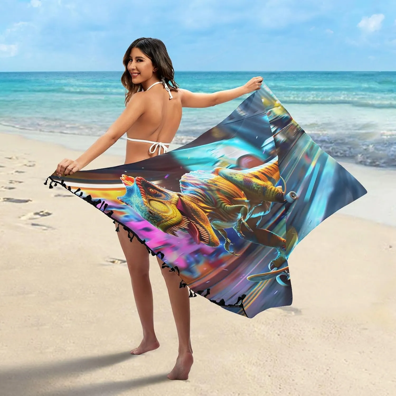 ALAZA Womens Beach Coverups, Beach Sarong Bikini Wrap Skirt Bathing Suit Scarf Pareo Swimwear,M-L