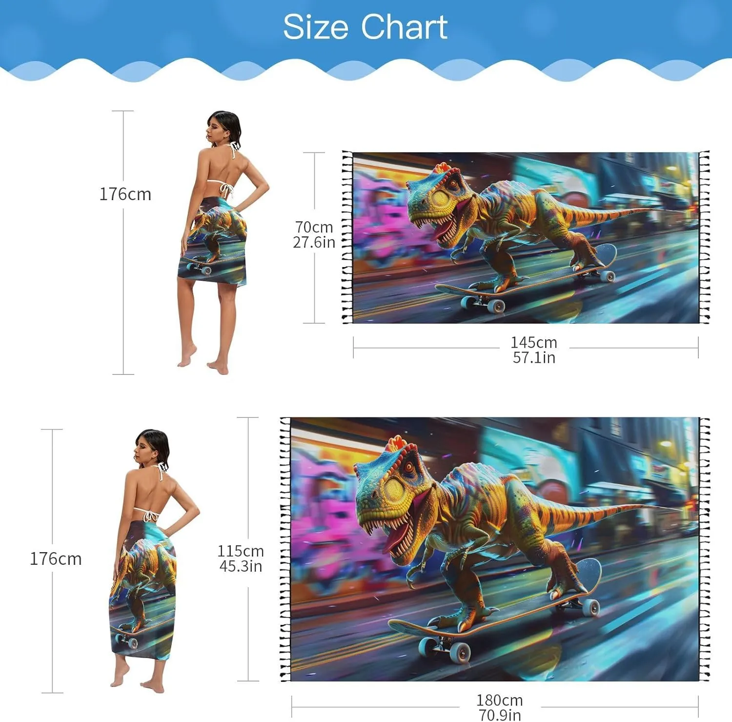 ALAZA Womens Beach Coverups, Beach Sarong Bikini Wrap Skirt Bathing Suit Scarf Pareo Swimwear,M-L