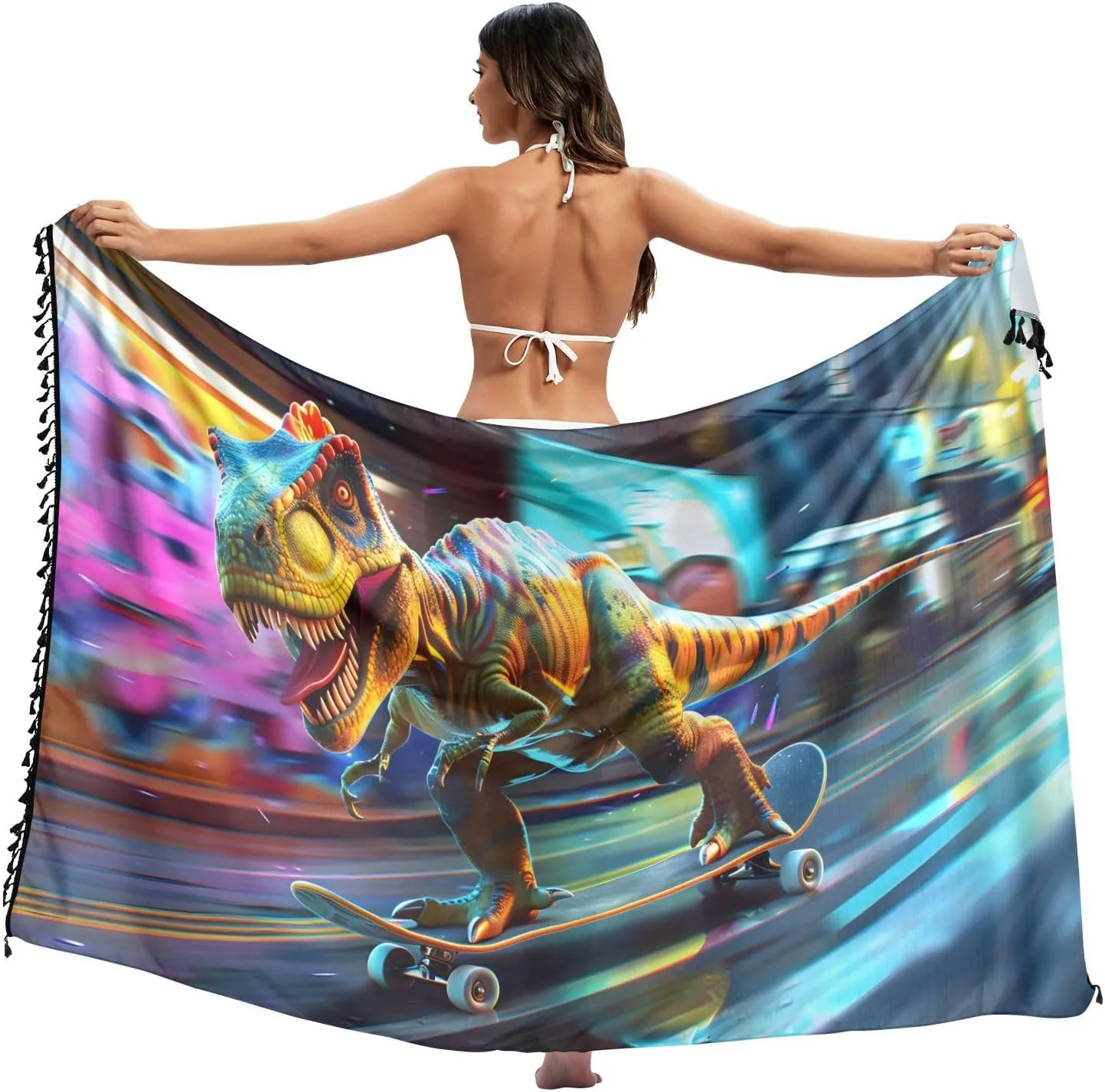 ALAZA Womens Beach Coverups, Beach Sarong Bikini Wrap Skirt Bathing Suit Scarf Pareo Swimwear,M-L