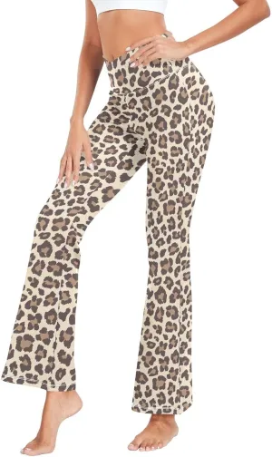 ALAZA Women's Leopard Skin Flare Yoga Pants