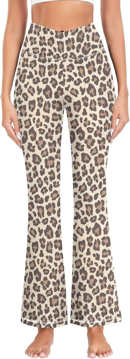 ALAZA Women's Leopard Skin Flare Yoga Pants