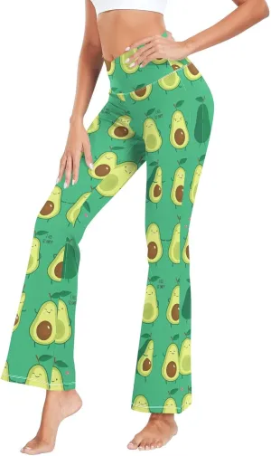 ALAZA Women's Stylish Yellow Sunflower Flare Yoga Pants