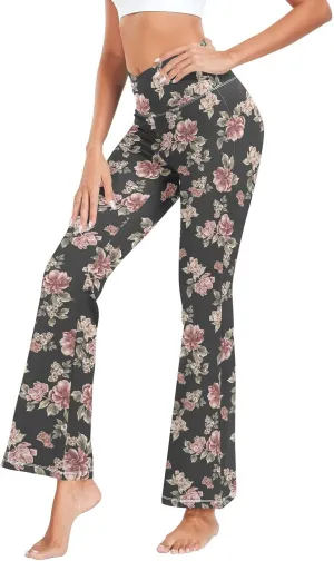 ALAZA Women's Stylized Fresh Cherries Flare Yoga Pants