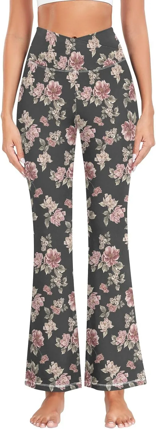 ALAZA Women's Stylized Fresh Cherries Flare Yoga Pants