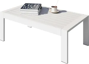 All-Weather Aluminum Outdoor Coffee Table, Modern Coffee Table for Outside, Rectangle Patio Coffee Table for Balcony Garden, Light Grey