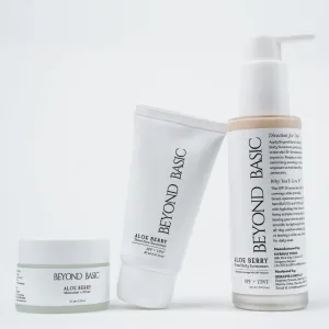 Aloe Glow & Protect Trio, SPF 50 Tinted Sunscreen for Face & Body, Moisturizer   Face Primer, 3-Piece Anti-aging Kit