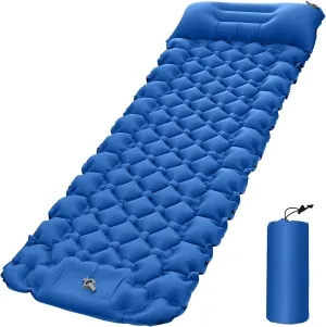 Alomejor Lightweight Camping Mat, Air Mattress with Air Pillow, Backpacking Sleeping Pad, Suitable for Hiking, Camping, Fishing (Blue)