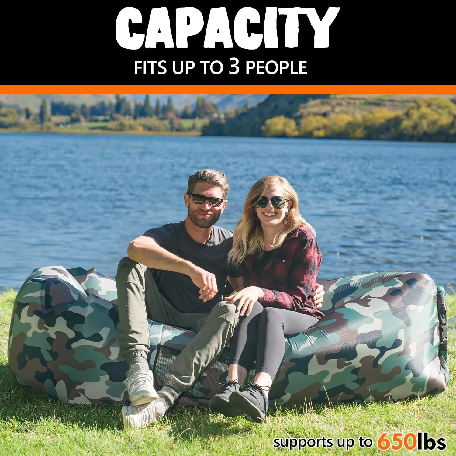 AlphaBeing Inflatable Lounger Beach Chair Accessories, Air Sofa Hammock Inflatable Couch for Camping Backyard Lakeside with Compression Sacks, Ideal Outdoor Gifts for Adults