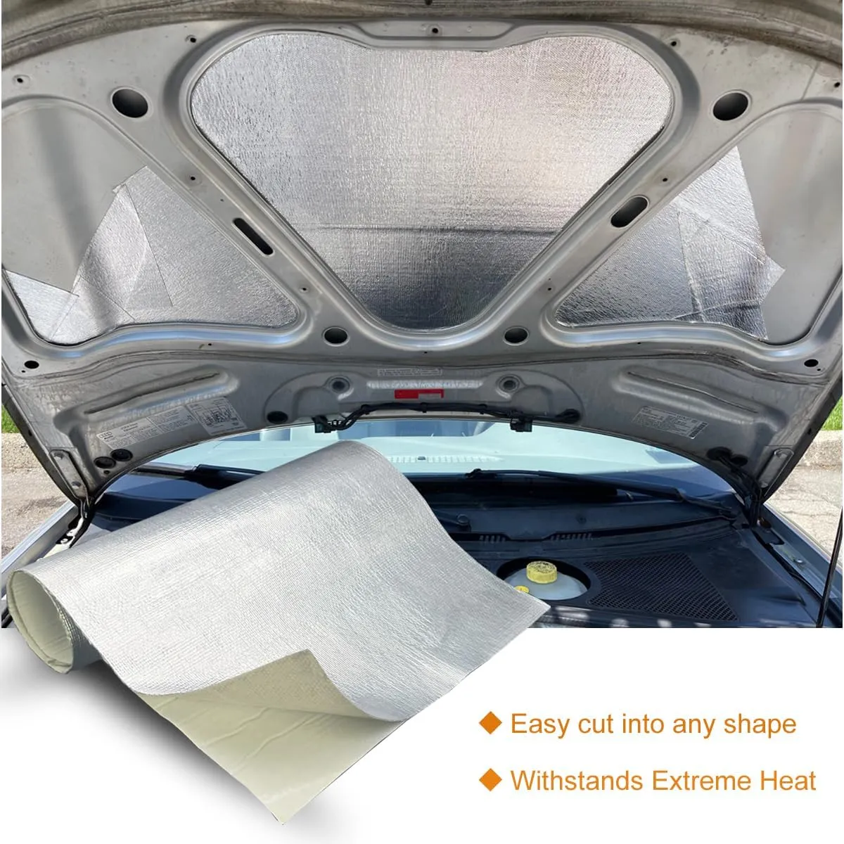Aluminized Adhesive Backed heat shield tape 12'' X 47'' Thermal Barrier Blanket Mat 2000 Degrees High Temp Protection Material exhaust wrap