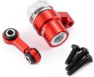 Aluminum 25T Servo Saver and Steering Drag Link Servo Linkage Tie Rod Set for 1/16 Tra-xxas Mini Maxx 1/10 4-TEC RC Car Upgrade Accessories (Red)