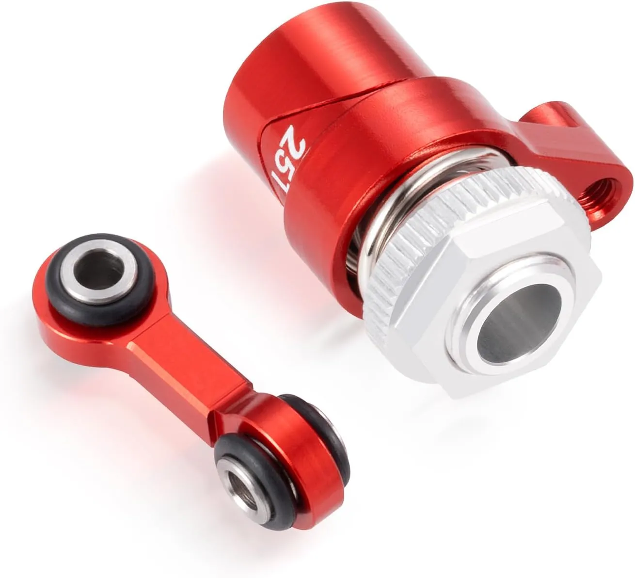 Aluminum 25T Servo Saver and Steering Drag Link Servo Linkage Tie Rod Set for 1/16 Tra-xxas Mini Maxx 1/10 4-TEC RC Car Upgrade Accessories (Red)
