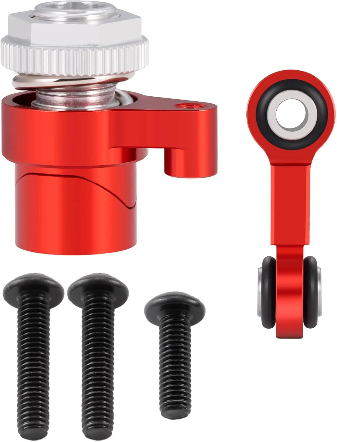Aluminum 25T Servo Saver and Steering Drag Link Servo Linkage Tie Rod Set for 1/16 Tra-xxas Mini Maxx 1/10 4-TEC RC Car Upgrade Accessories (Red)