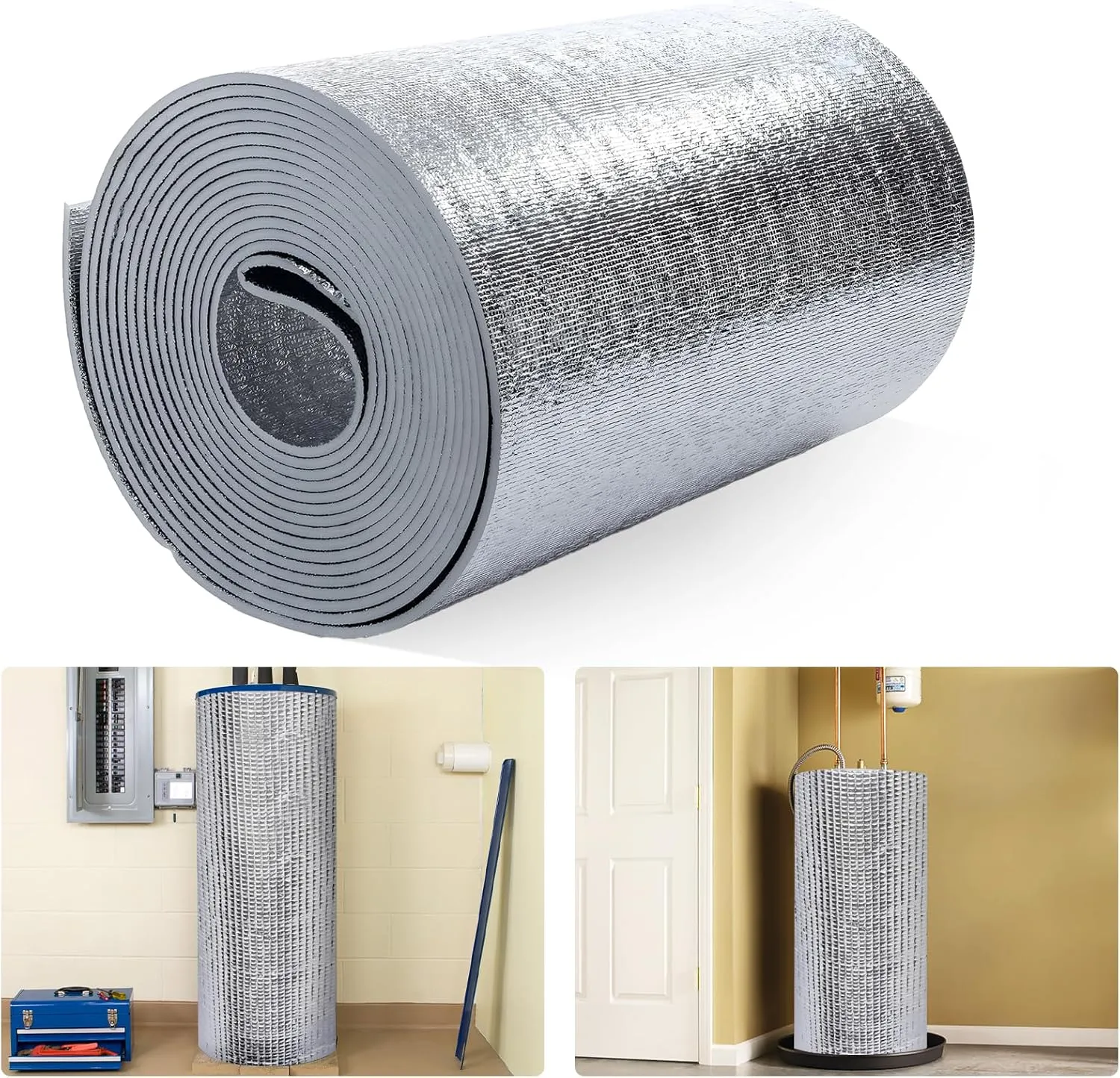 Aluminum Foil Water Heater Blanket - 20Ft x 15.7in Insulation Wrap for Winter