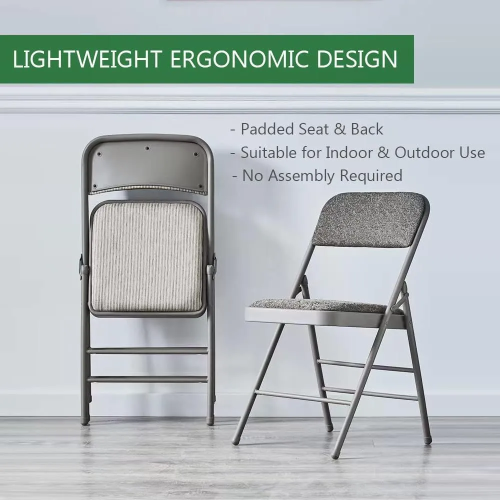 Amazing for less Pack of 4 (Fabric/Vinyl) Steel Frame Metal Foam Padded Folding Chairs (Black, Gray, White)