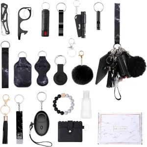 AMIR Safety Keychain Set for Women, Wristlet Strap Keychain with Personal Alarm Accessories Kit, Gifts for Women, Girls