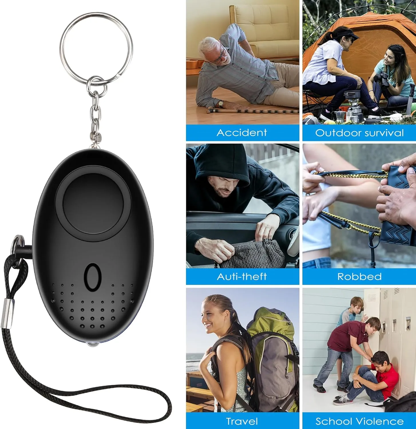 AMIR Safety Keychain Set for Women, Wristlet Strap Keychain with Personal Alarm Accessories Kit, Gifts for Women, Girls