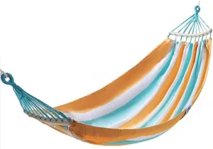 Anti-Rollover Hammock for Camping, Breathable and Comfortable Rocking Swing, Curved Rod Design, Load Bearing 150kg/330.7lbs(Yellow-Blue)