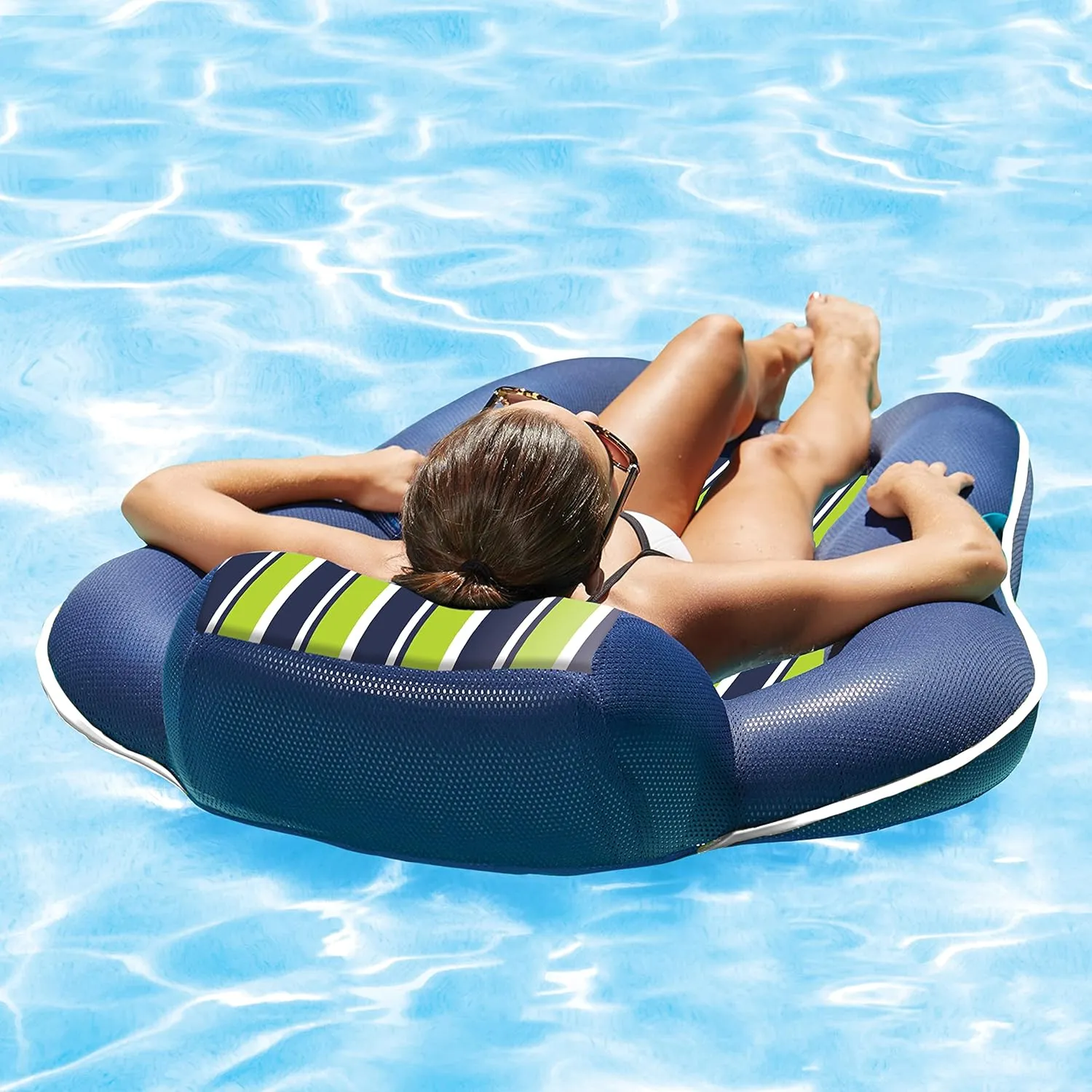 Aqua Luxury Water Pool Lounge – Extra Large – Inflatable Pool Floats for Adults with Headrest, Backrest, Footrest & Cupholder – Multiple Colors/Styles