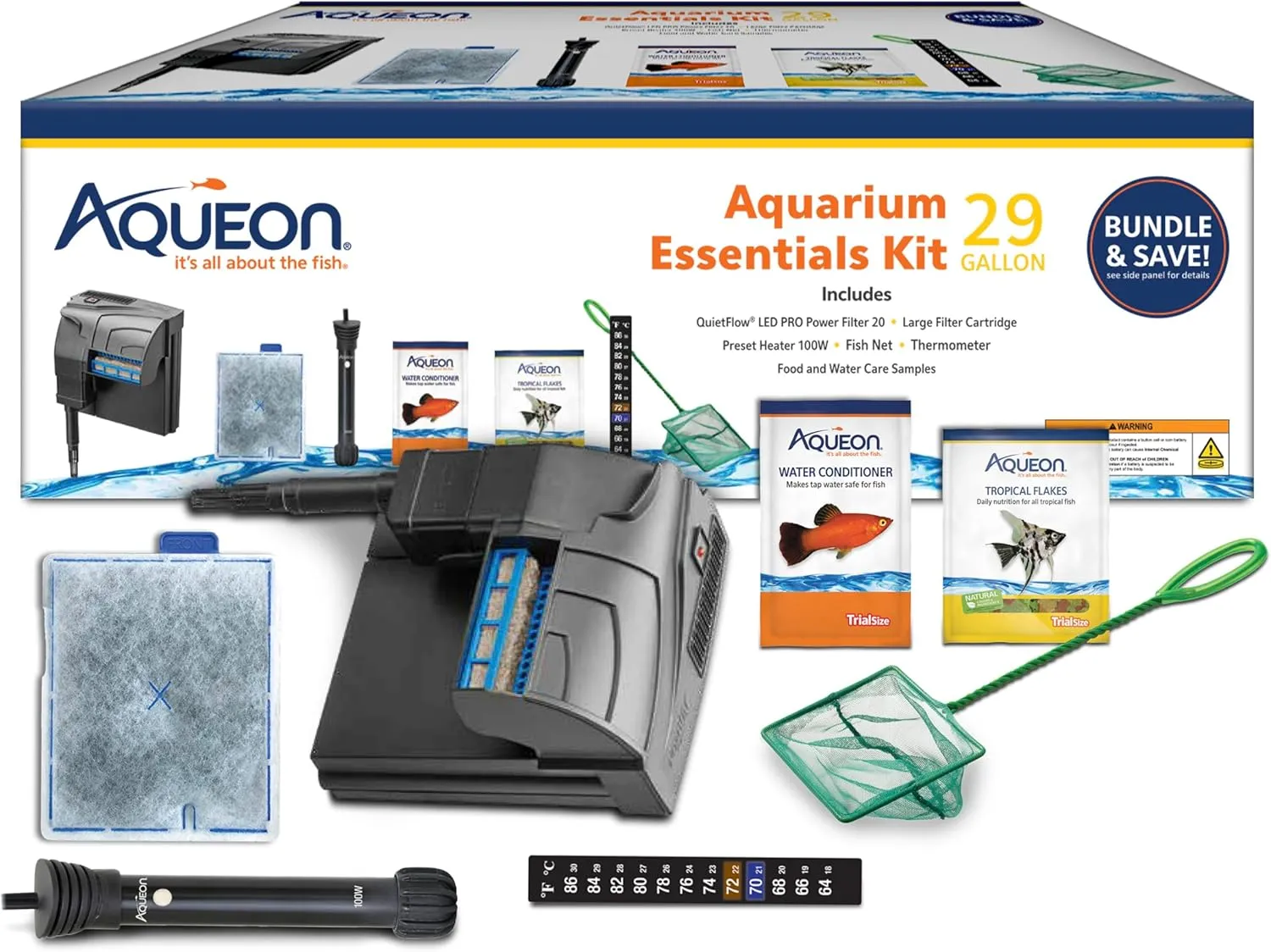 Aqueon Fish Tank Aquarium Essentials Starter Kit for 29 Gallon Tanks