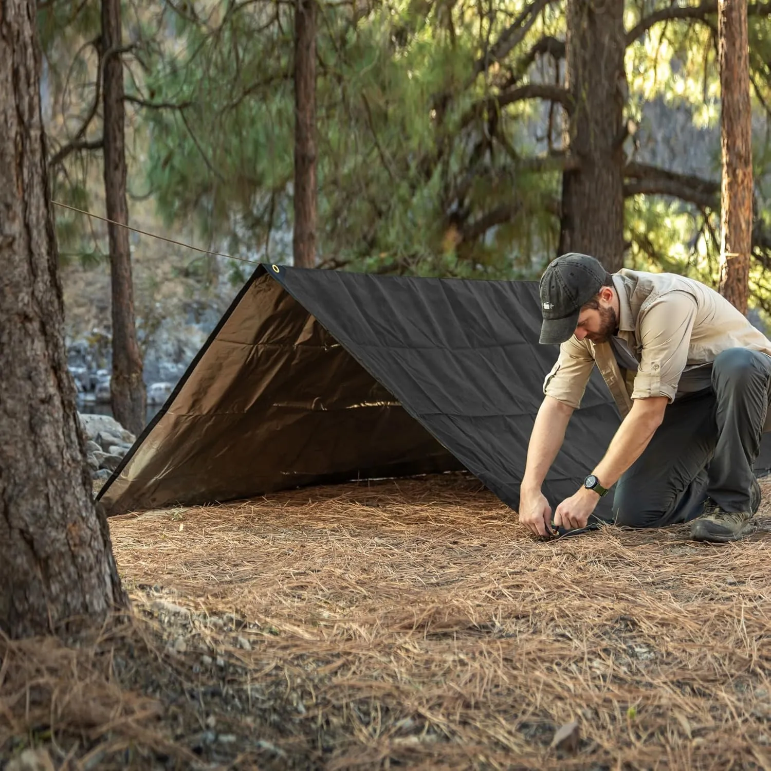Arcturus XL Survival Tarp - Insulated Reflective Thermal Camping Tarp - 8.5' x 12' (Black)