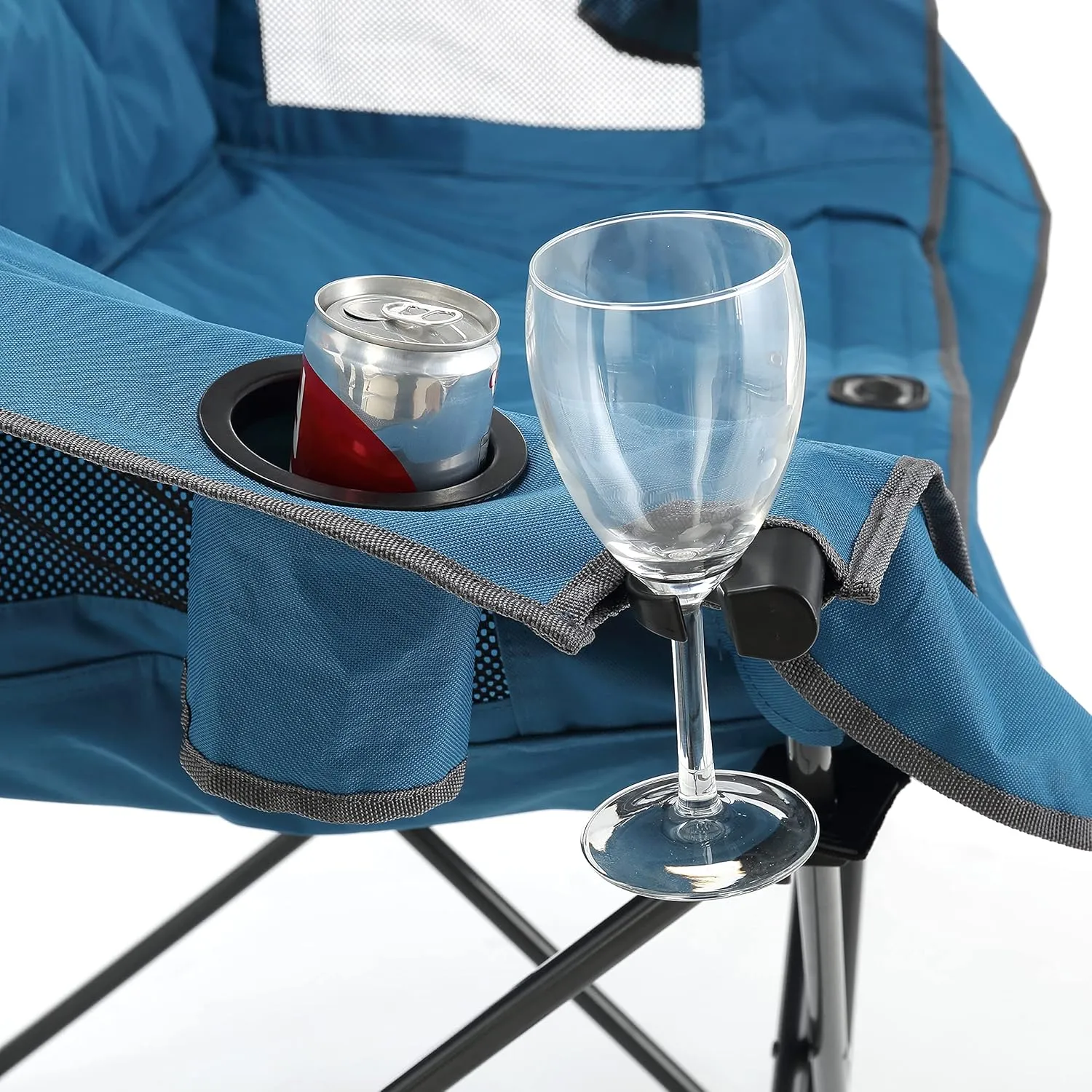 ARROWHEAD OUTDOOR Portable Folding Double Duo Camping Chair Loveseat w/ 2 Cup & Wine Glass Holder, Heavy-Duty Carrying Bag, Padded Seats & Armrests, Supports up to 500lbs, USA-Based Support