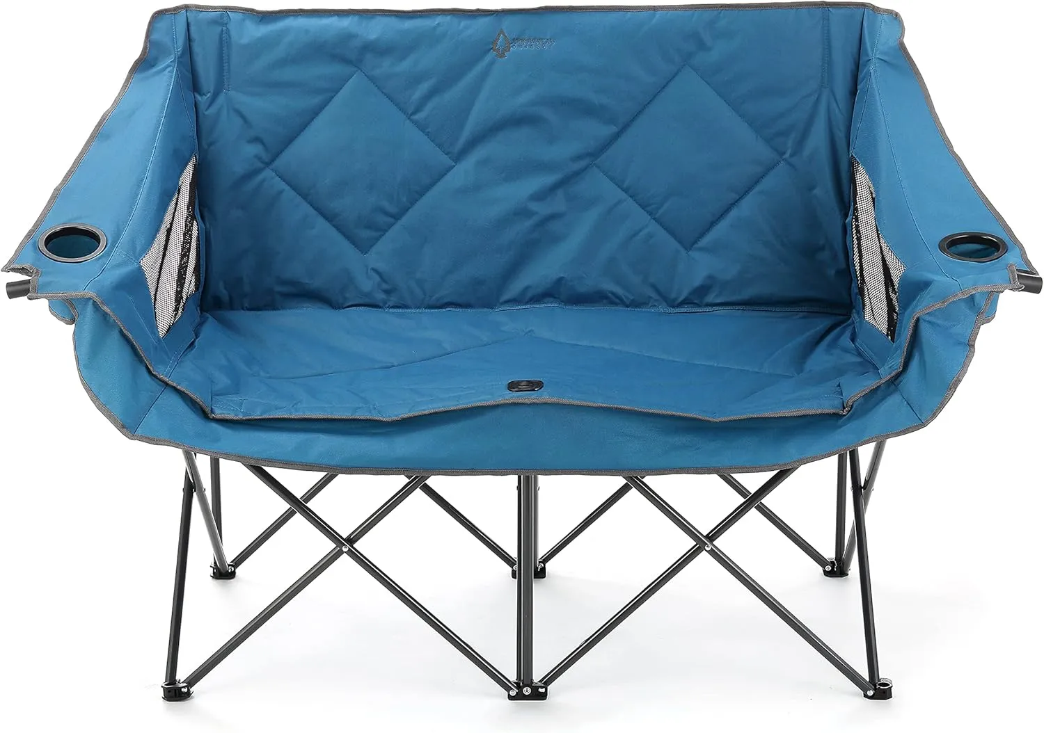 ARROWHEAD OUTDOOR Portable Folding Double Duo Camping Chair Loveseat w/ 2 Cup & Wine Glass Holder, Heavy-Duty Carrying Bag, Padded Seats & Armrests, Supports up to 500lbs, USA-Based Support
