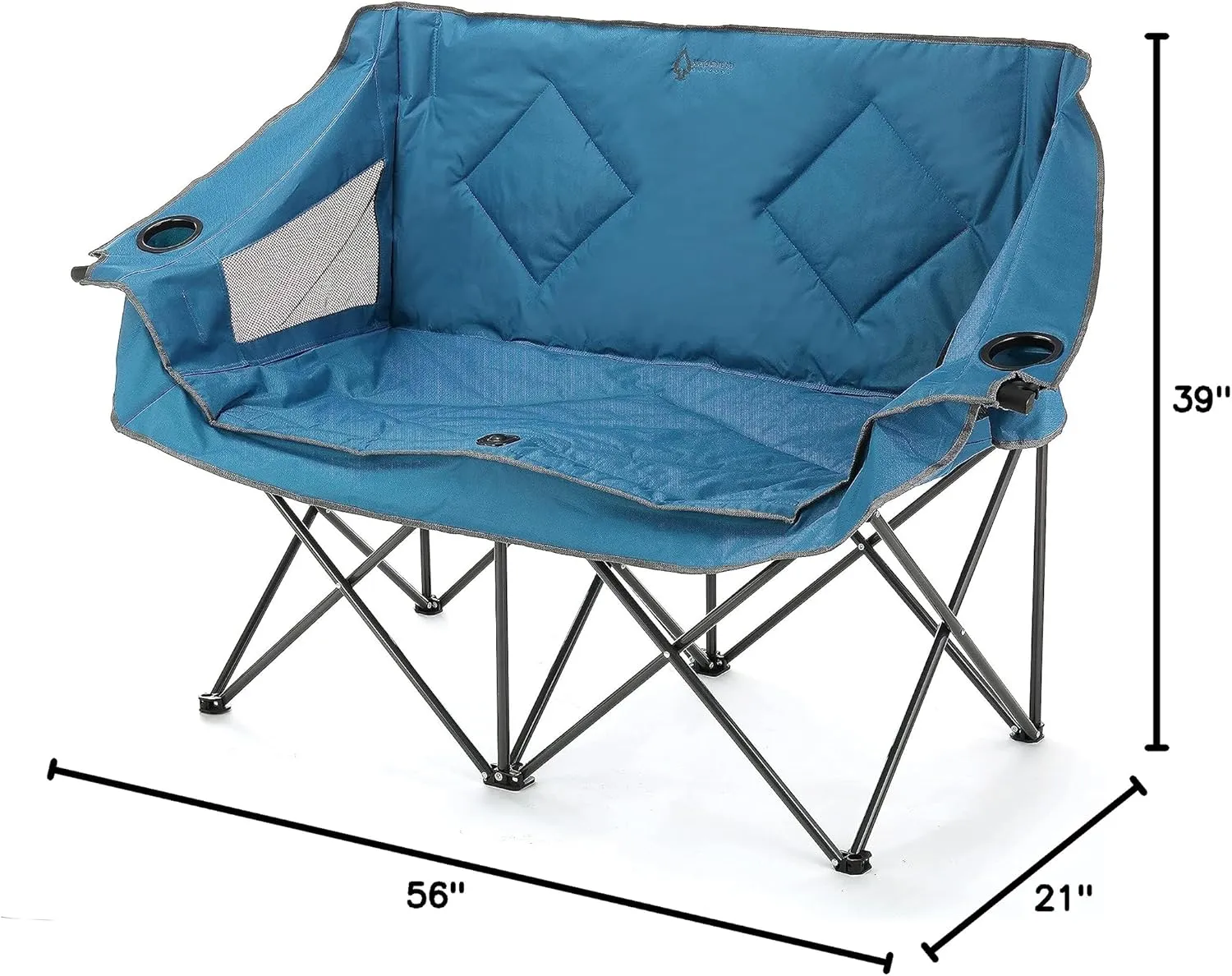 ARROWHEAD OUTDOOR Portable Folding Double Duo Camping Chair Loveseat w/ 2 Cup & Wine Glass Holder, Heavy-Duty Carrying Bag, Padded Seats & Armrests, Supports up to 500lbs, USA-Based Support
