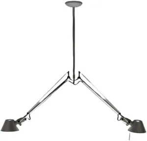 Artemide 0630018A TOLOMEO SUSP DBL Shade Body INC 2X100W E26 Aluminum, Aluminum Finish
