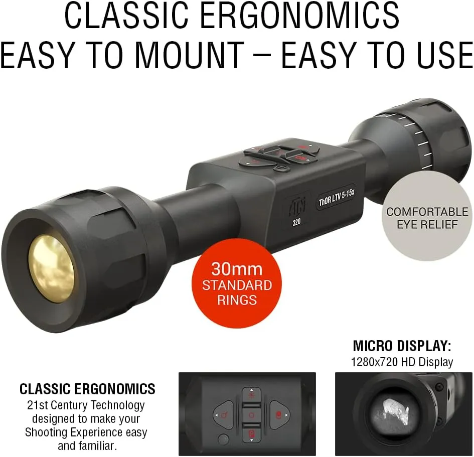 ATN Thor LTV 320 Smart HD Thermal Scope with 320x240, 12 Micron Sensor | Magnification, Video Recording, One Shot Zero | Exclusive Signature Series Kit